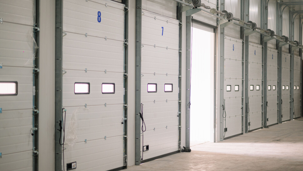Warehouse loading bay door open